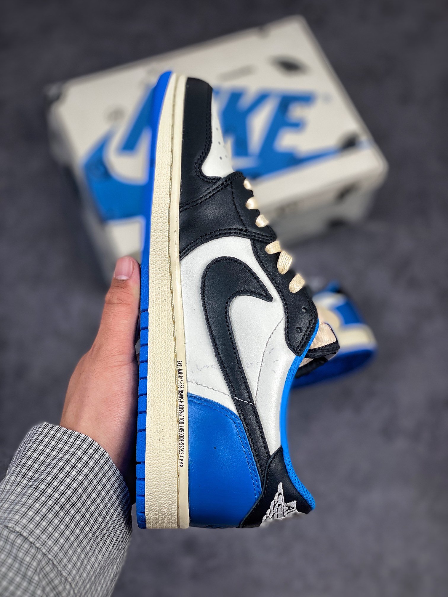 Fragment Design x Travis Scott x Air Jordan 1 Retro Low 'Sail Black Military Blue' DM7866-140