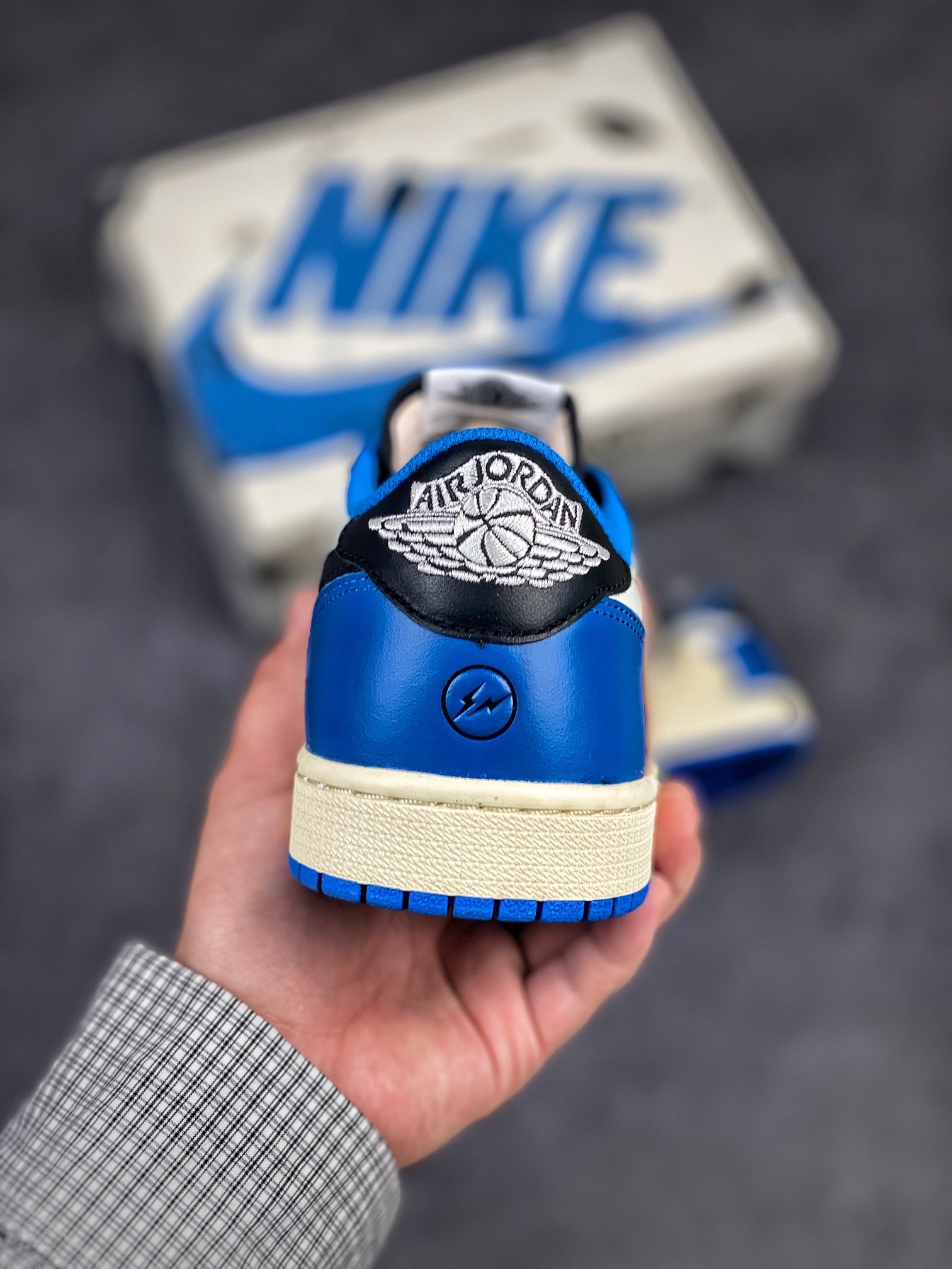 Fragment Design x Travis Scott x Air Jordan 1 Retro Low 'Sail Black Military Blue' DM7866-140