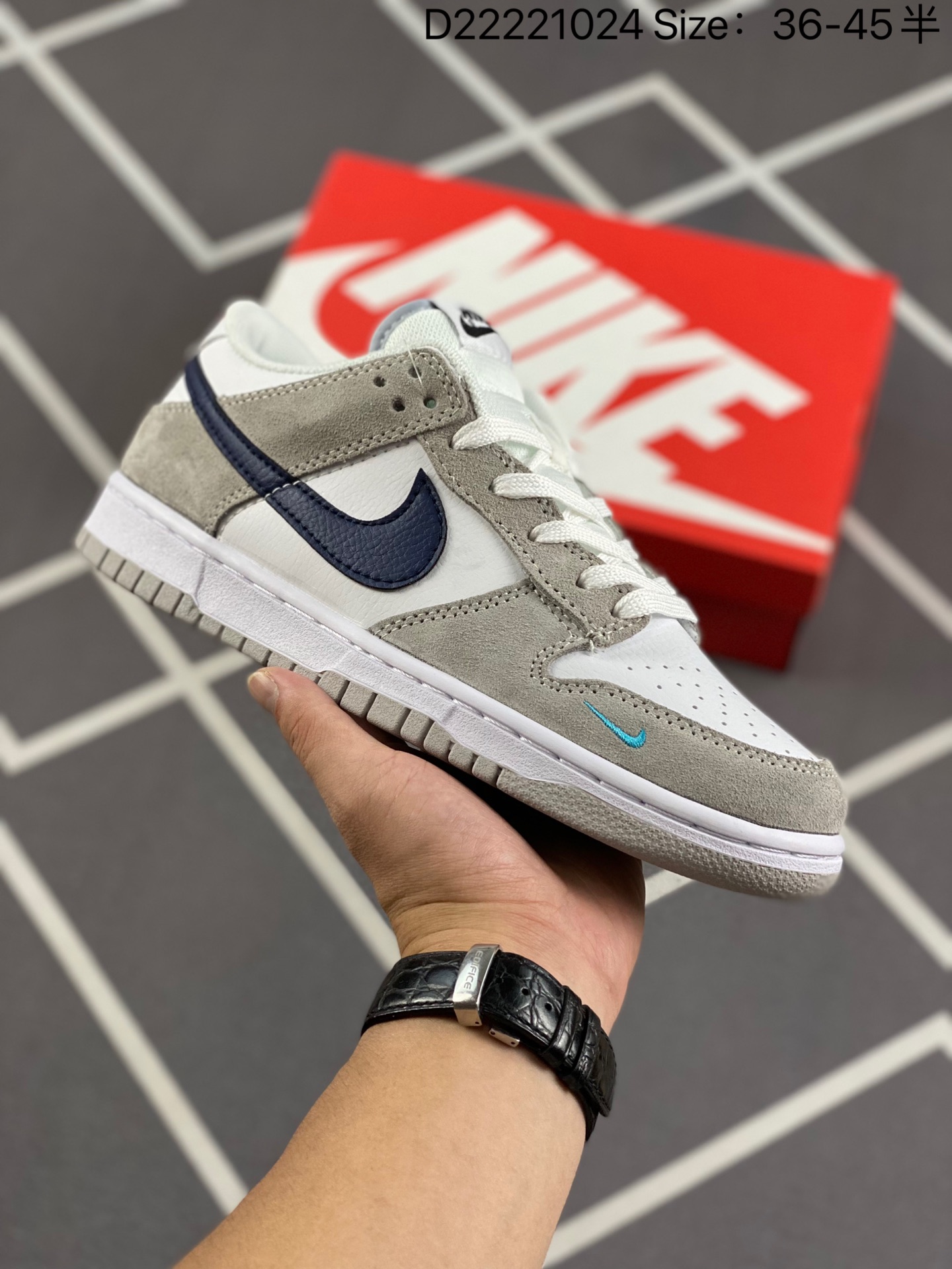 Nike Dunk Low 'Mini Swoosh - White Grey Navy Aqua' FJ4227-001