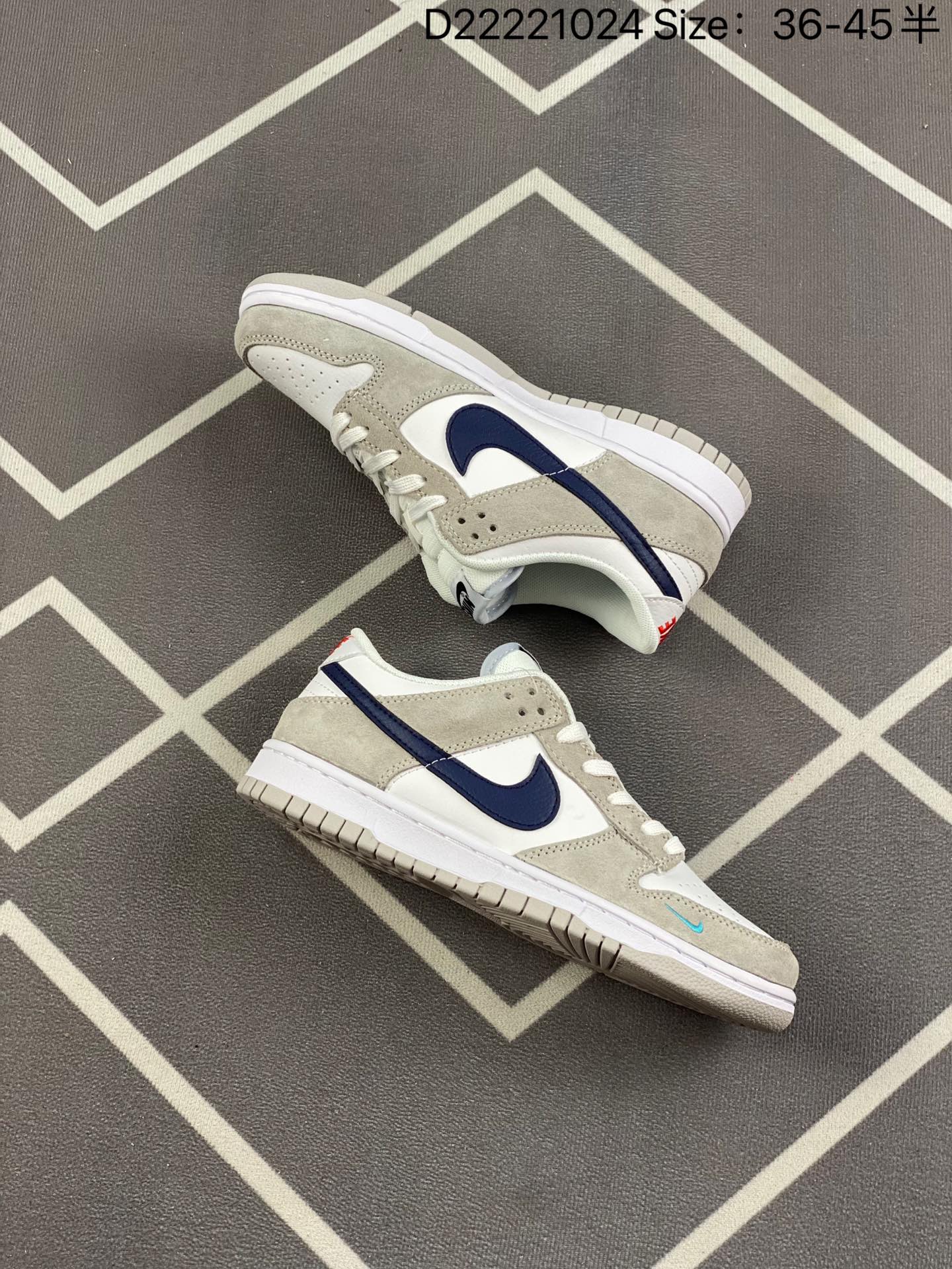 Nike Dunk Low 'Mini Swoosh - White Grey Navy Aqua' FJ4227-001